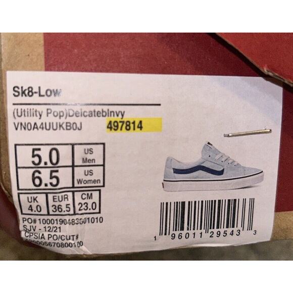 VANS SK8-LOW‎ (UTILITY POP) Light BLUE/WHITE Size 5.0 Men’s 6.5 Women’s - Picture 13 of 13
